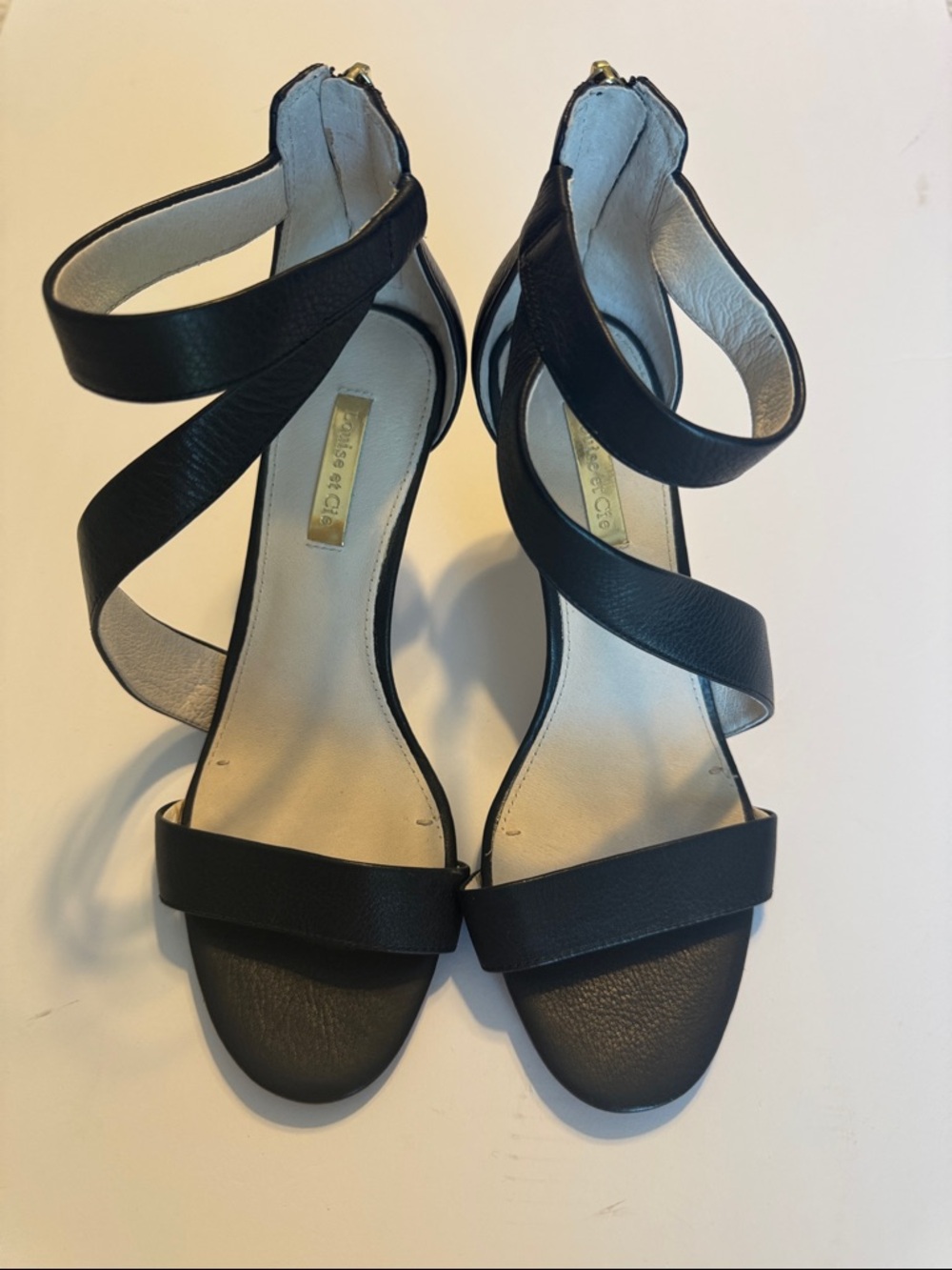 Louise et Cie Black Strappy Ankle-Wrap Heels